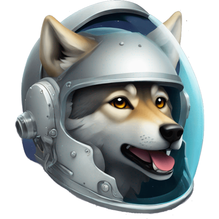 Wolf head in space helmet with wolf ears emoji