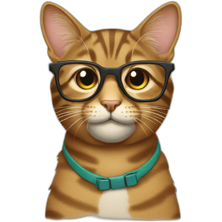 Tabby cat with glasses emoji