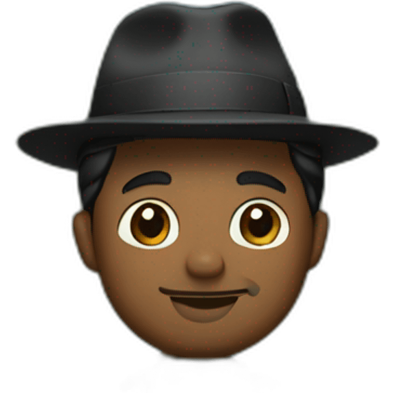 White Man with black hair, strip blue flowered shirt, brown hat, setting on a bench, next to a lake emoji