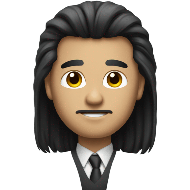 businessman black fluffy straight hair emoji