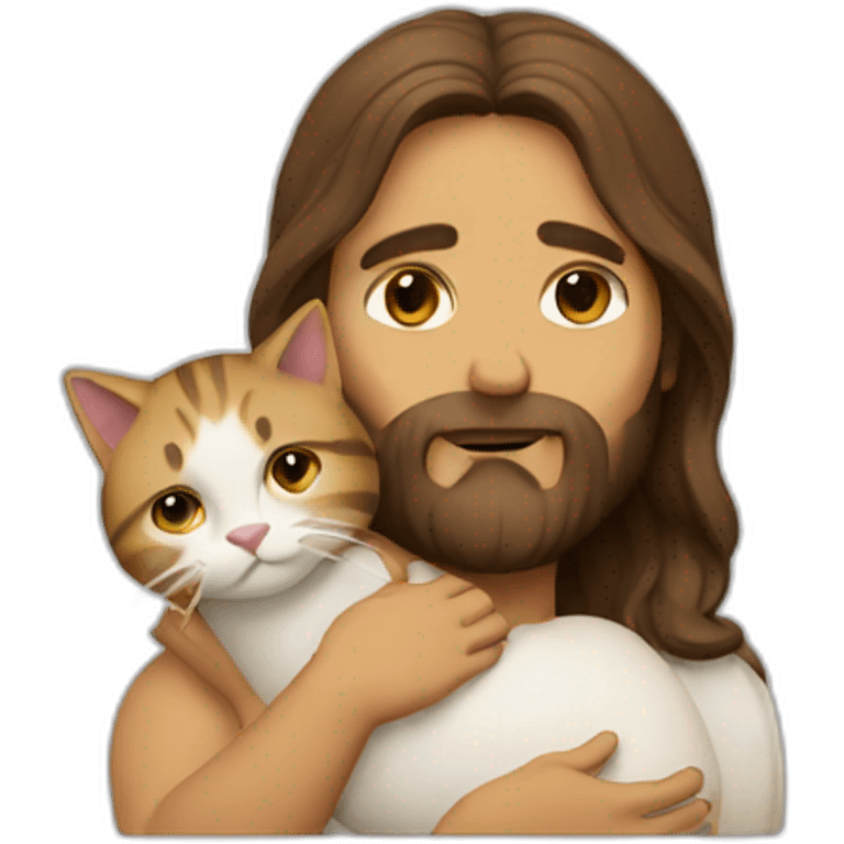 Jesus holds a cat in his arms and cries emoji