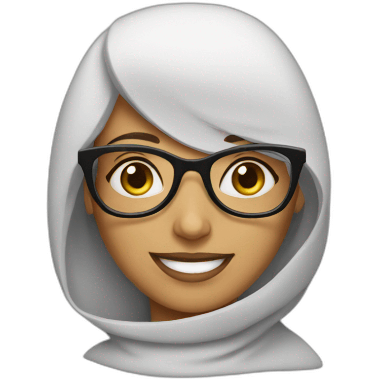 an arabic woman with glasses and smile emoji