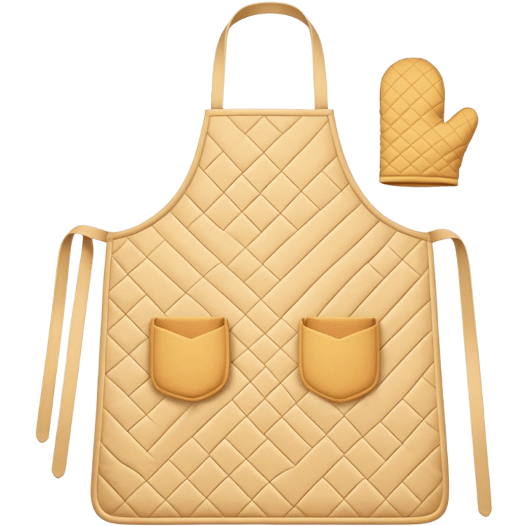 Cinematic Realistic Apron & Oven Mitts, a neatly folded soft pastel apron with subtle fabric textures, resting next to thickly padded oven mitts with a quilted pattern, warm golden kitchen lighting reflecting off the fabrics, evoking a sense of homely warmth and culinary creativity. emoji