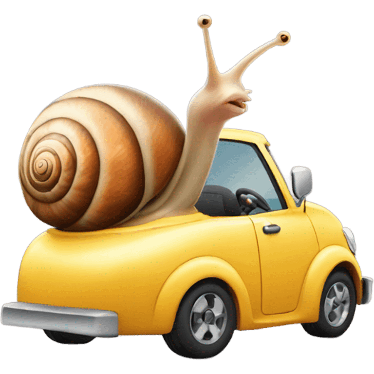 Snail driving a car emoji