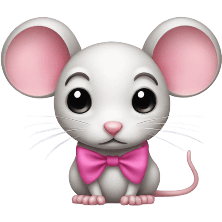 Mouse with pink bow crying sad emoji