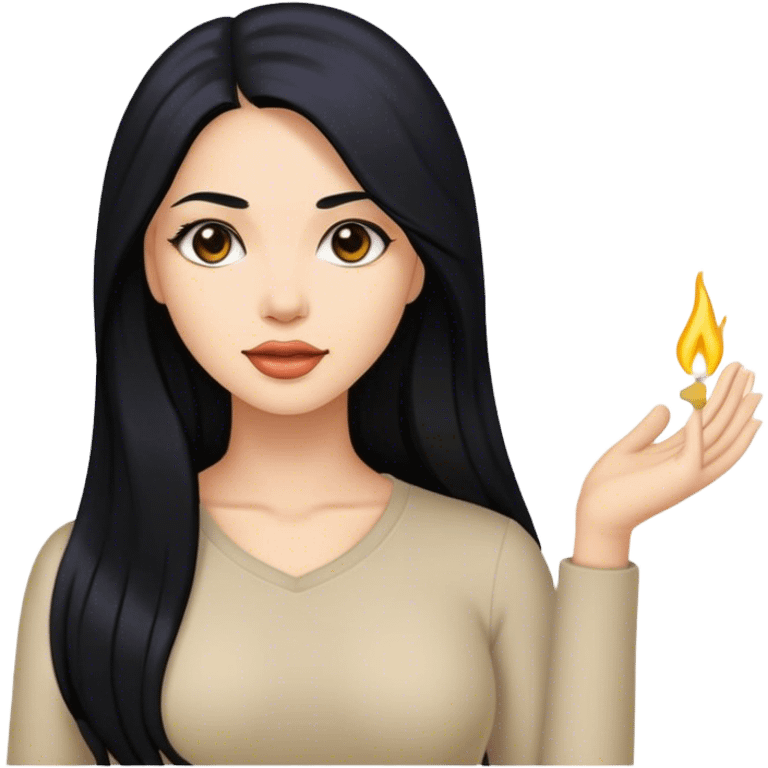 Beautiful woman long black hair  emoji