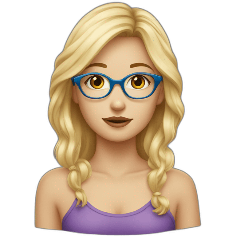 Fille cheveux blonds yeux bleu lunette emoji