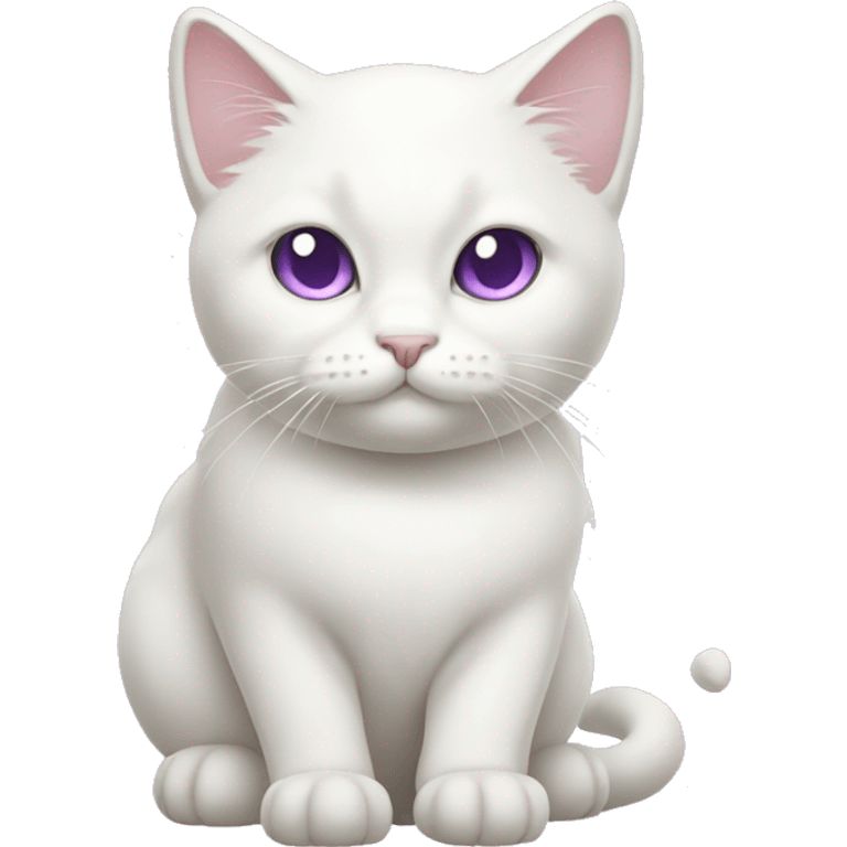 white cat with a light purple bow emoji