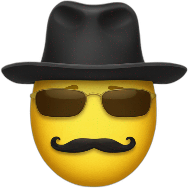 yellow sedge hat and fu Manchu moustache emoji