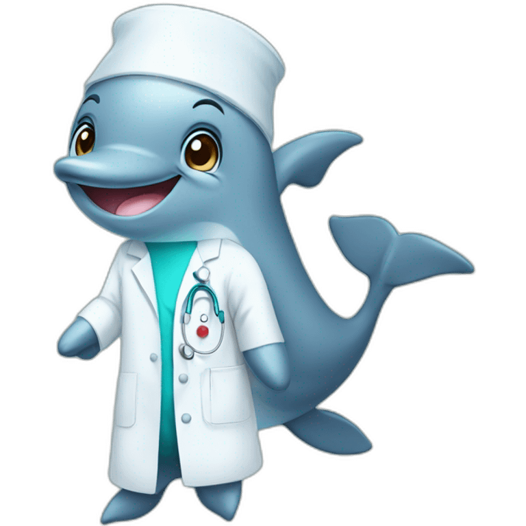 a cute dolphin wearing a medical gown emoji