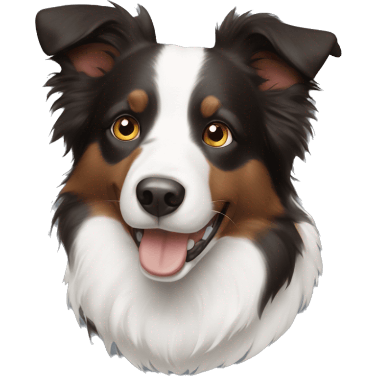 tricolor border collie with one brown and one blue eye  emoji