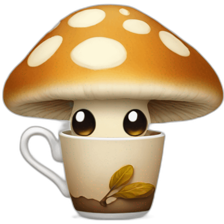 Mushroom having coffee emoji