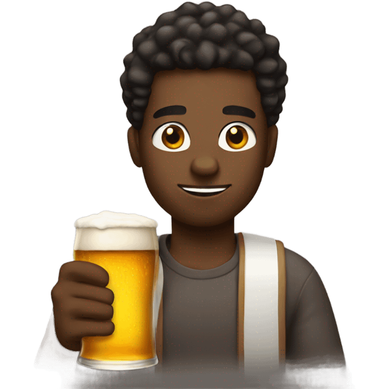 Black guy holding beer emoji