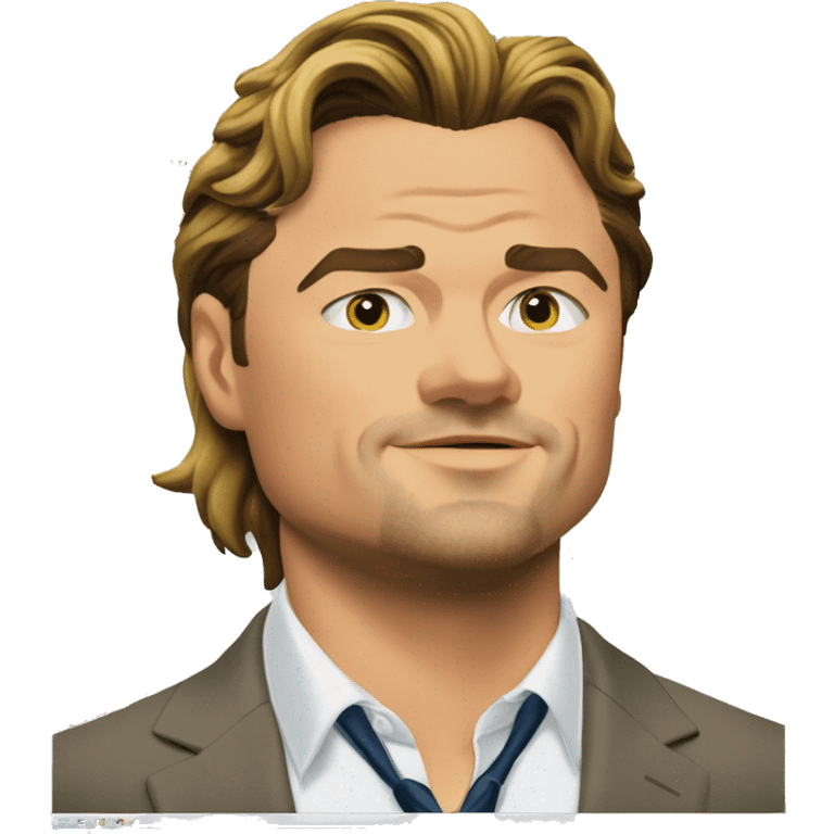 Leonardo DiCaprio in 'The Wolf of Wall Street' near the computer with stocks  emoji