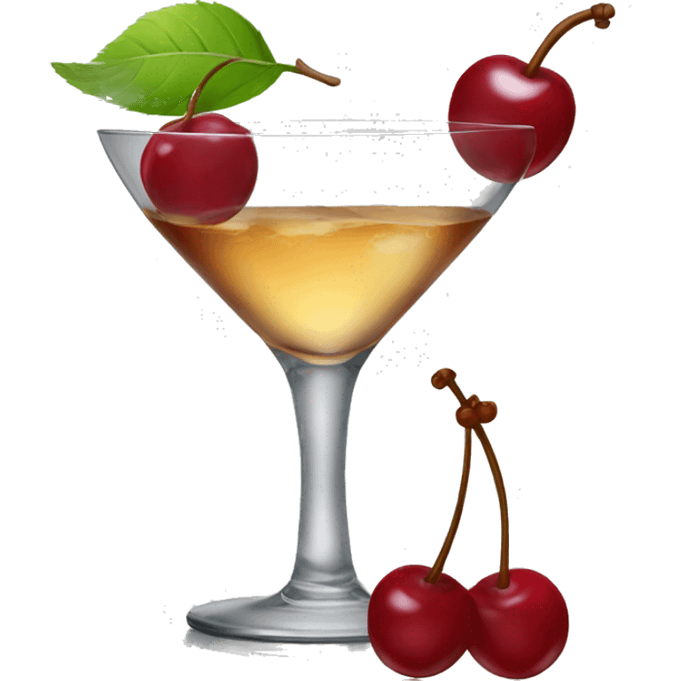 coupe glass cocktail with a cherry and bow emoji