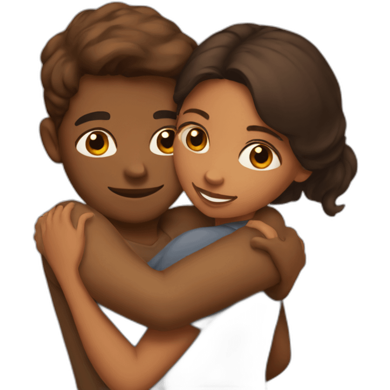 Brown girl hugging tan boyfriend emoji