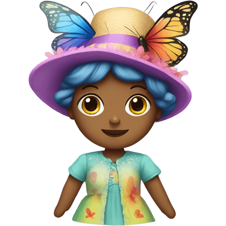 Hat butterfly doll emoji