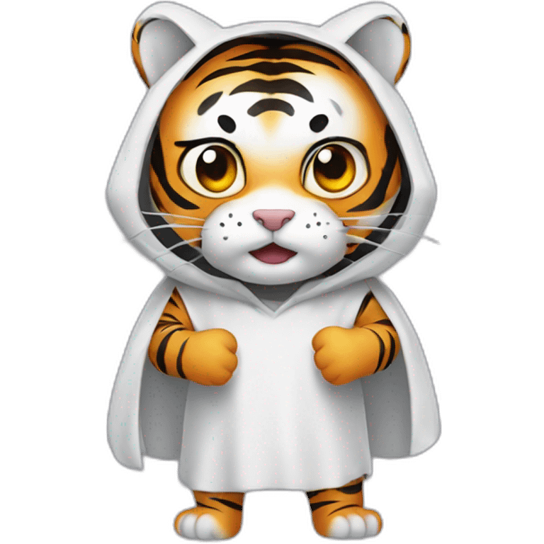 a tiger in a ghost costume emoji