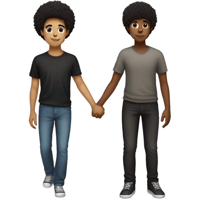 Afro boy and Mexican boy holding hands emoji