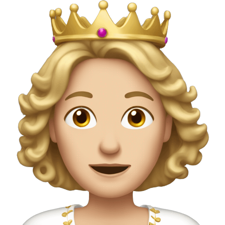 Lady in her 50s with dark blonde hair down, with a crown emoji