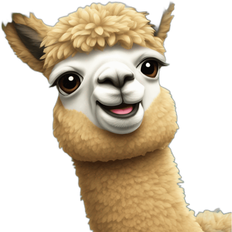 Alpaca hanging upside down from a tree emoji