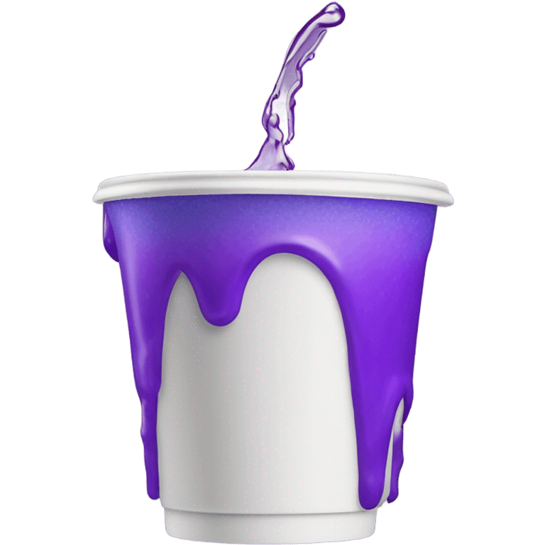 Double styrofoam cup pouring out purple liquid  emoji