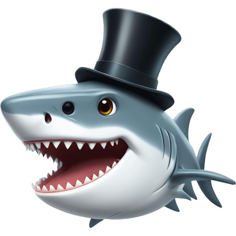 Shark with a top hat emoji