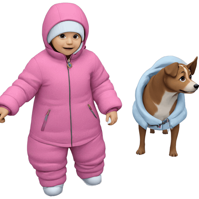 girl with dog in snow emoji