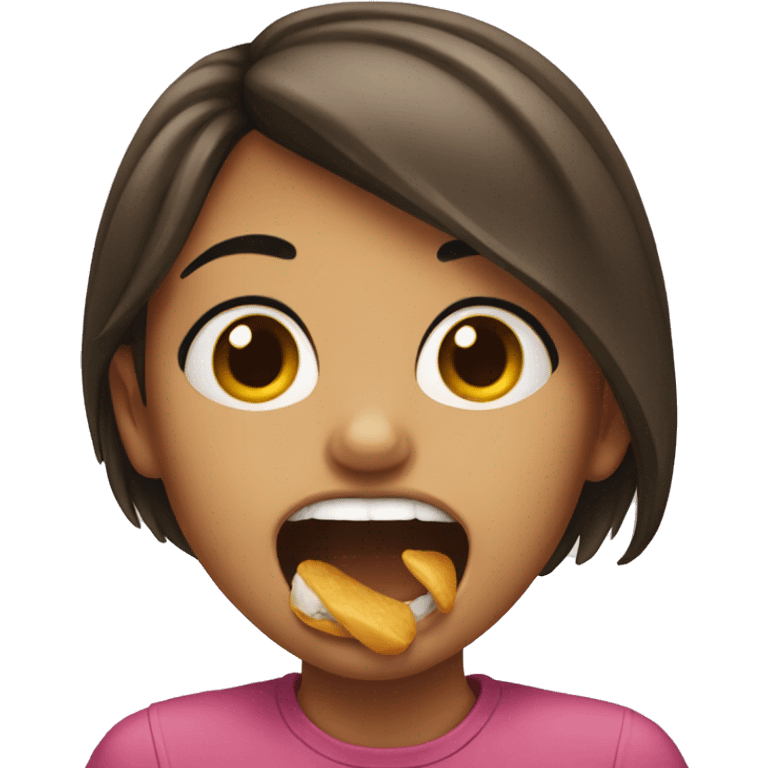 girl biting her mouth emoji