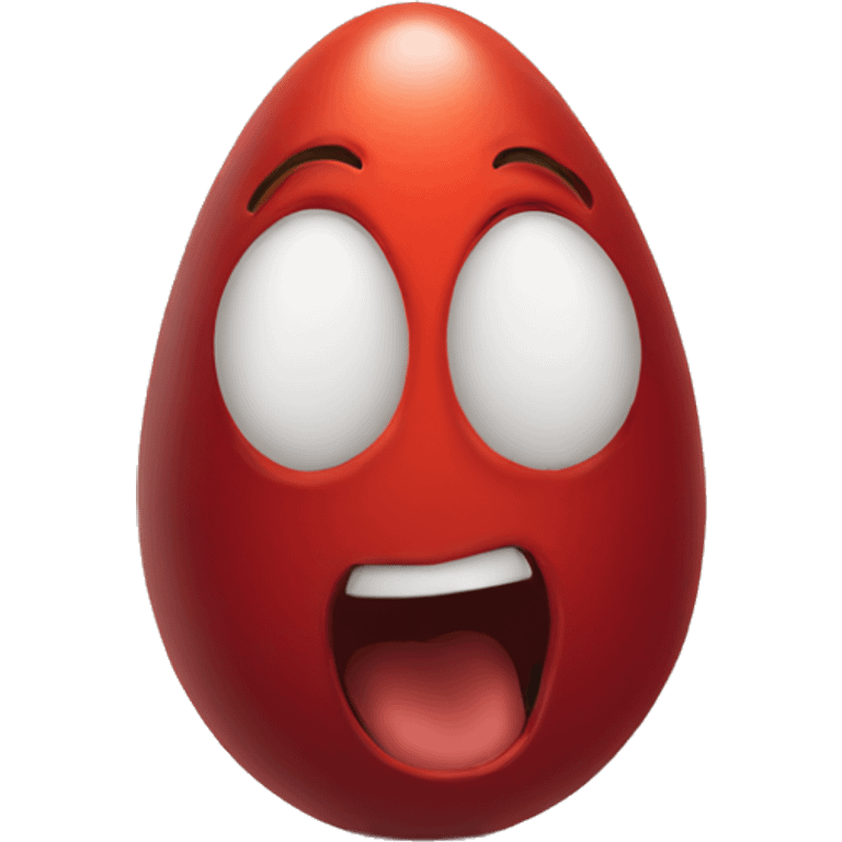 Screaming red egg with human face emoji