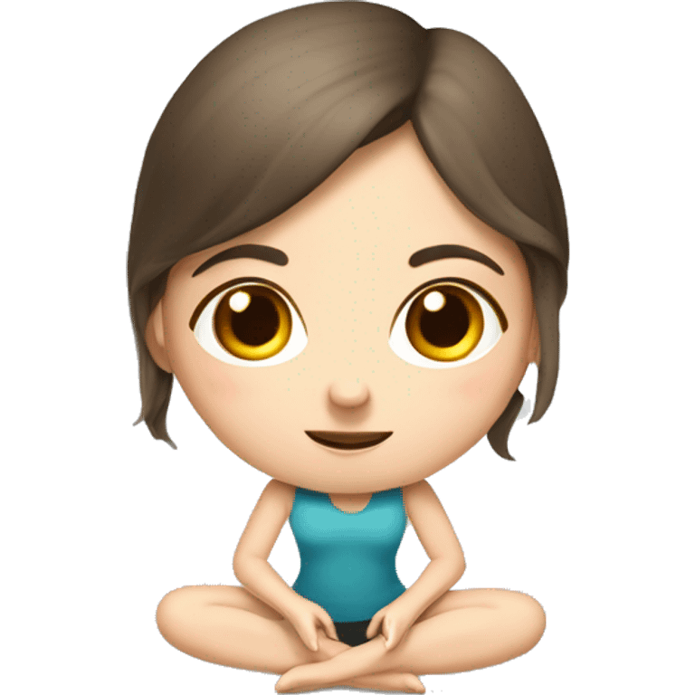 White girl brunette hair in Malasana yoga emoji