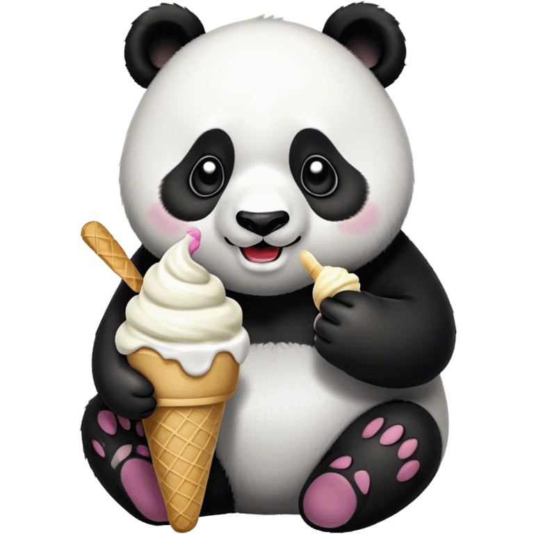 Panda eating ice cream emoji