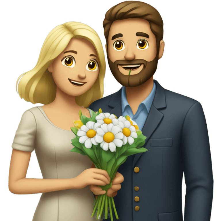 Bearded Man giving woman flowers  emoji