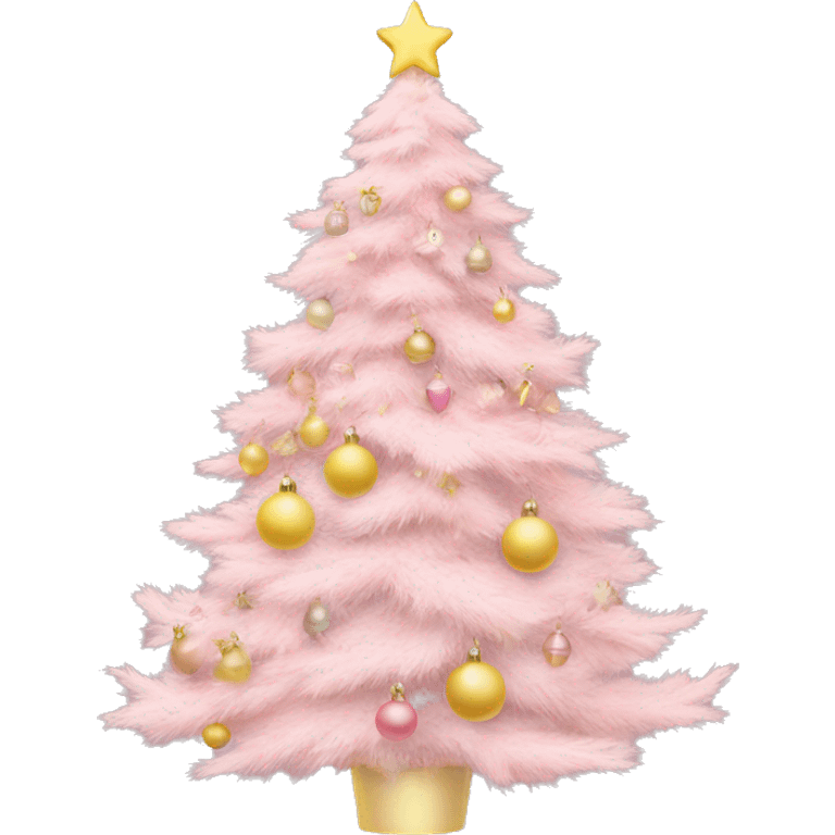 pastel pink christmas tree with pastel pink and pastel yellow ornaments，more details emoji