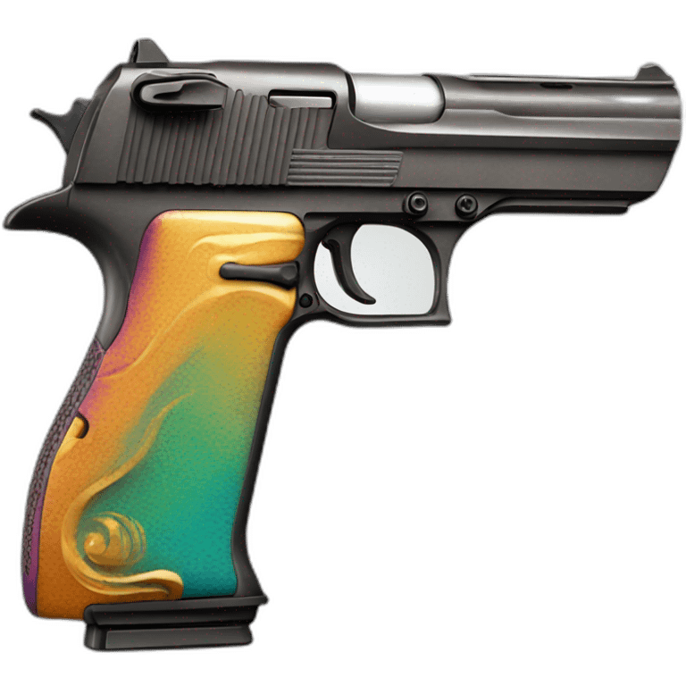 one detailed  desert eagle with exotic colors on it emoji