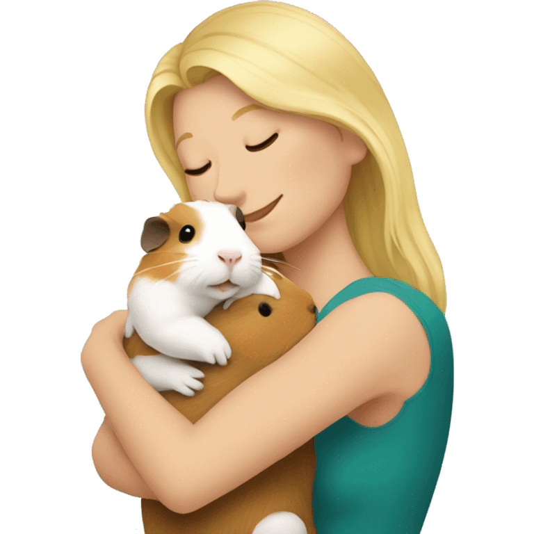 Blonde Woman hugging a guineapig emoji