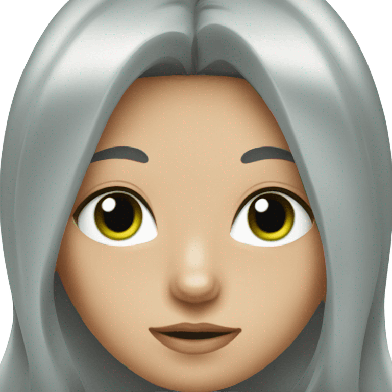 Green eyed long haired gray cat girl emoji