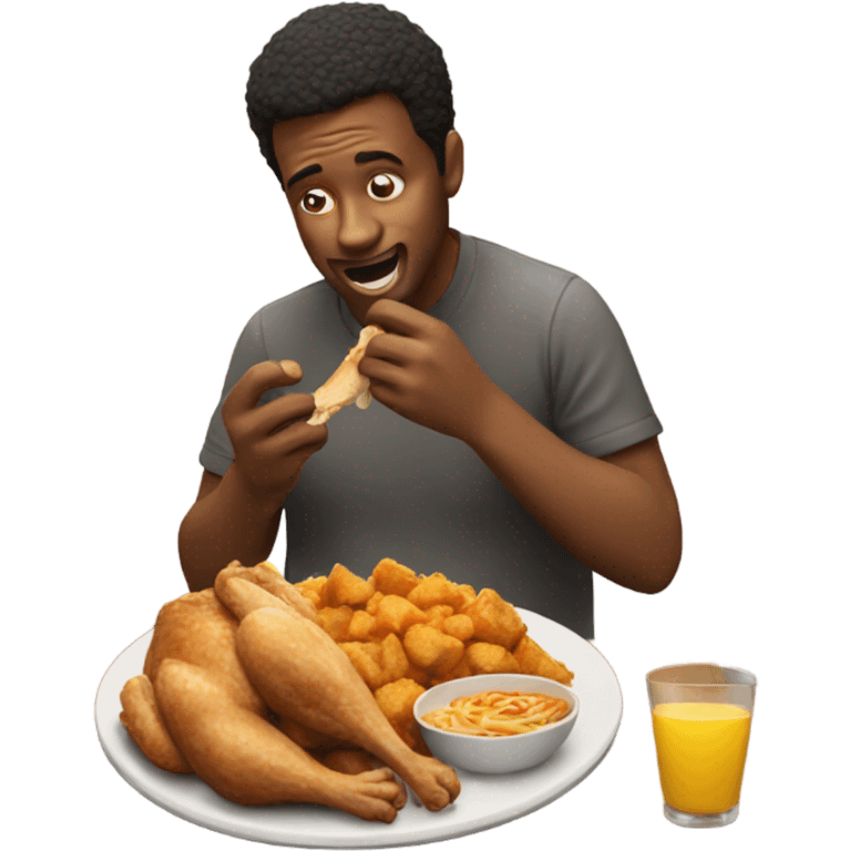 man eating chicken emoji