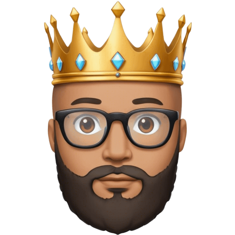 Bald lightskin king glasses beard crown emoji