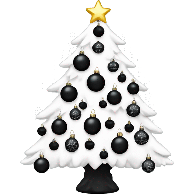 White Christmas tree decorated with black ornaments  emoji