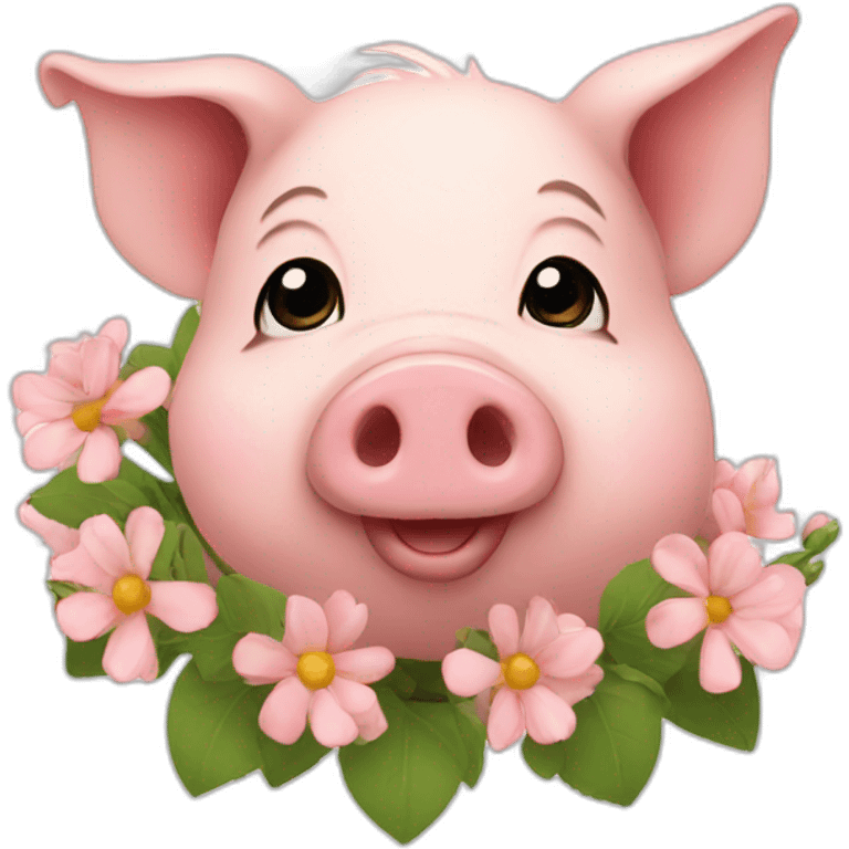 Pig with flowers emoji