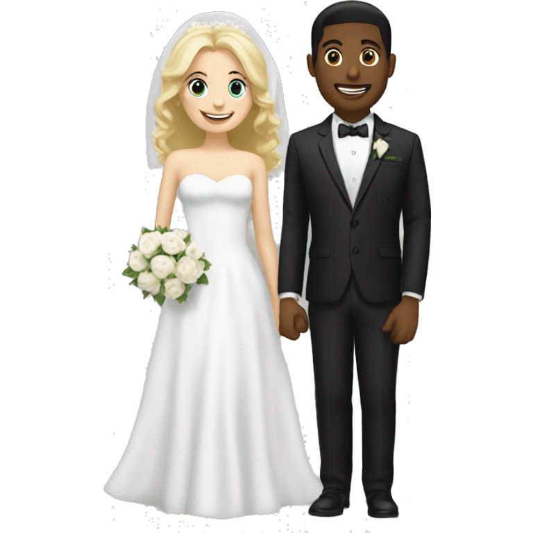 Blonde bride and black haired groom both white  emoji