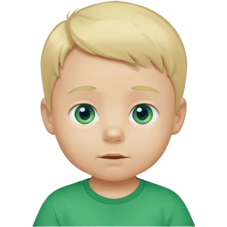 Baby boy blond hair blue eyes in green t shoirt emoji