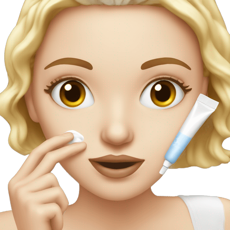 white girl applying cream on face emoji