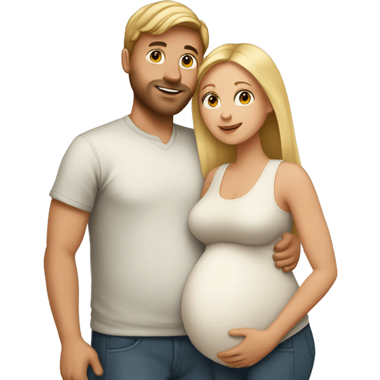 Pregnant blonde with brown haired husband emoji