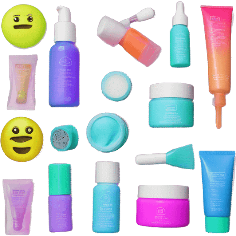 Neon colors skincare kit emoji