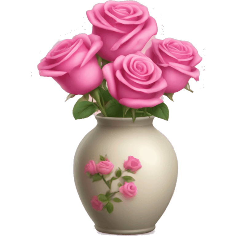 Pink roses in vase  emoji