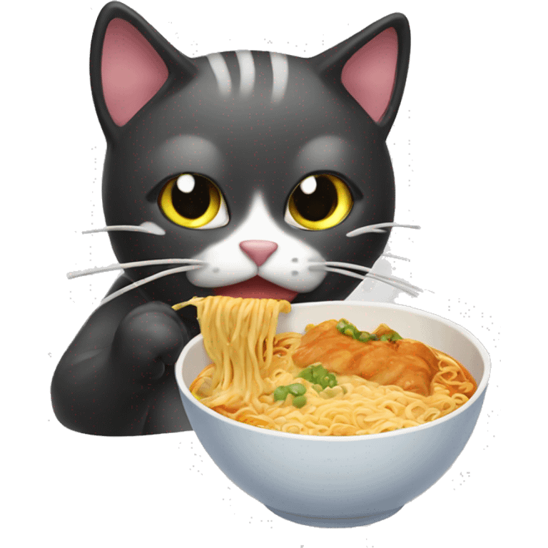 Cat eating a ramen emoji