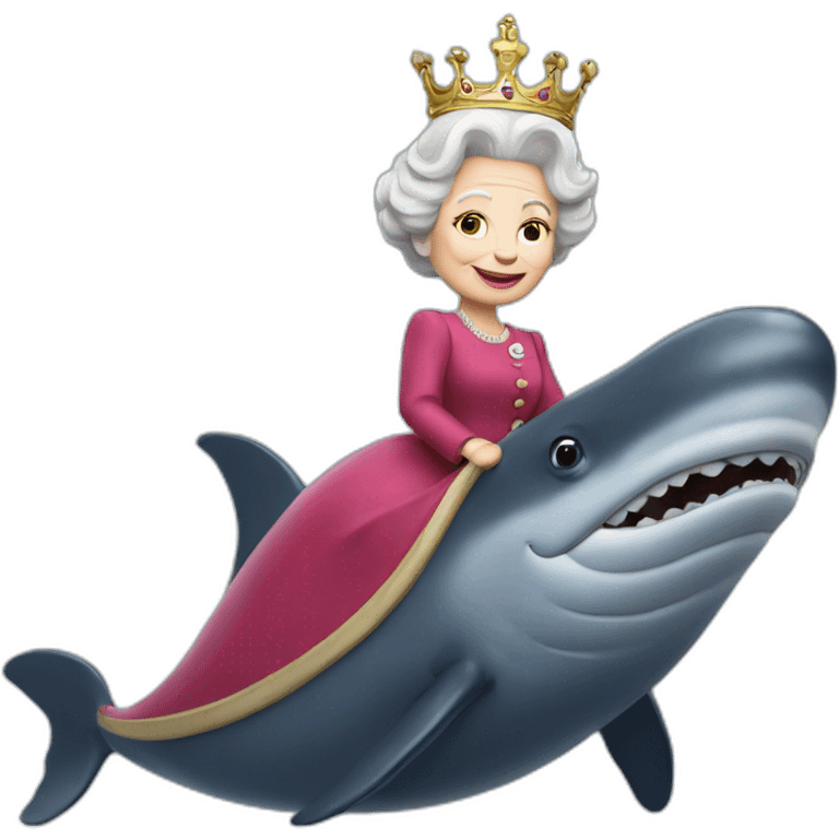 Queen Elizabeth II riding a whale emoji