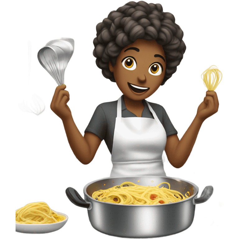 Spaghetti cooking battle women  emoji